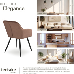 tectake Marilyn Set of 2 Brown and Black Velvet Look Padded Dining Chairs - Wilko - thumbnail 7