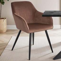 tectake Marilyn Set of 2 Brown and Black Velvet Look Padded Dining Chairs - Wilko