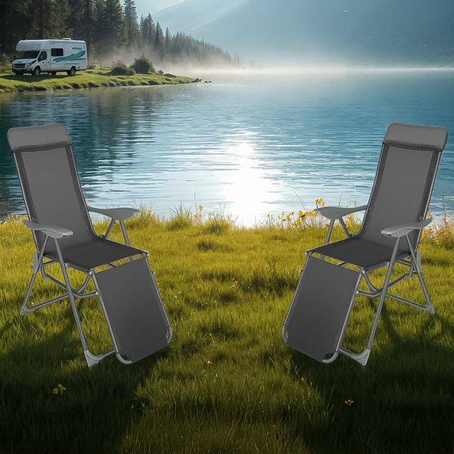 tectake Jana Set of 2 Anthracite Garden Chairs - Size: 117.5 x 59 x 146.5cm - Grey - Wilko - image 1