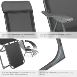 tectake Jana Set of 2 Anthracite Garden Chairs - Size: 117.5 x 59 x 146.5cm - Grey - Wilko - thumbnail 6