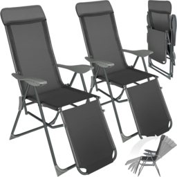 tectake Jana Set of 2 Anthracite Garden Chairs - Size: 117.5 x 59 x 146.5cm - Grey - Wilko - thumbnail 3