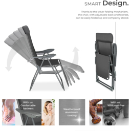 tectake Jana Set of 2 Anthracite Garden Chairs - Size: 117.5 x 59 x 146.5cm - Grey - Wilko - thumbnail 4