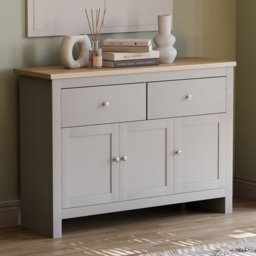 Vida Designs Arlington 3 Door 2 Drawer Grey Sideboard - Size: 35 x 117 x 82cm - Wilko