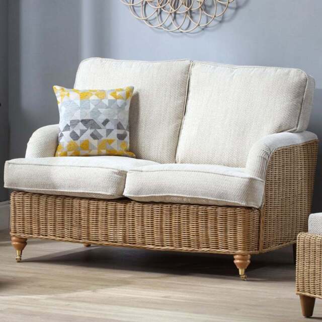 Desser Furniture Seville 2 Seater Light Oak Natural Rattan Jasper Sofa - Brown - Wilko - image 1