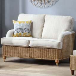 Desser Furniture Seville 2 Seater Light Oak Natural Rattan Jasper Sofa - Brown - Wilko - thumbnail 1