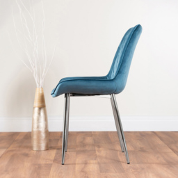 Furniturebox Lucia Cesano 6 Seater Dining Set Grey Gloss Blue and Chrome - Wilko - thumbnail 5