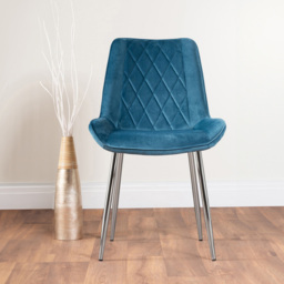 Furniturebox Lucia Cesano 6 Seater Dining Set Grey Gloss Blue and Chrome - Wilko - thumbnail 4