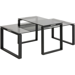 Florence Katrine Smoked Glass Top Coffee Table Set of 2 - Black - Furniture To Go - Wilko - thumbnail 3