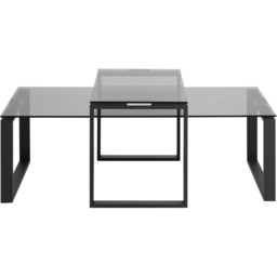 Florence Katrine Smoked Glass Top Coffee Table Set of 2 - Black - Furniture To Go - Wilko - thumbnail 4
