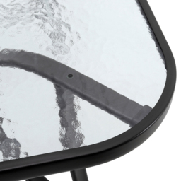Living and Home Tempered Glass 4 Seater Square Garden Dining Table - Black - Wilko - thumbnail 4