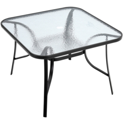 Living and Home Tempered Glass 4 Seater Square Garden Dining Table - Black - Wilko - thumbnail 3