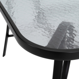 Living and Home Tempered Glass 4 Seater Square Garden Dining Table - Black - Wilko - thumbnail 6