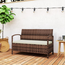 Outsunny 2 Seater Brown Rattan Storage Garden Bench - Wilko - thumbnail 4