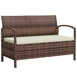 Outsunny 2 Seater Brown Rattan Storage Garden Bench - Wilko - thumbnail 3