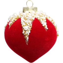 Flocked Embellished Bauble - Red - Size: 1 Piece - Wilko - thumbnail 4