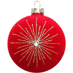 Flocked Embellished Bauble - Red - Size: 1 Piece - Wilko - thumbnail 3