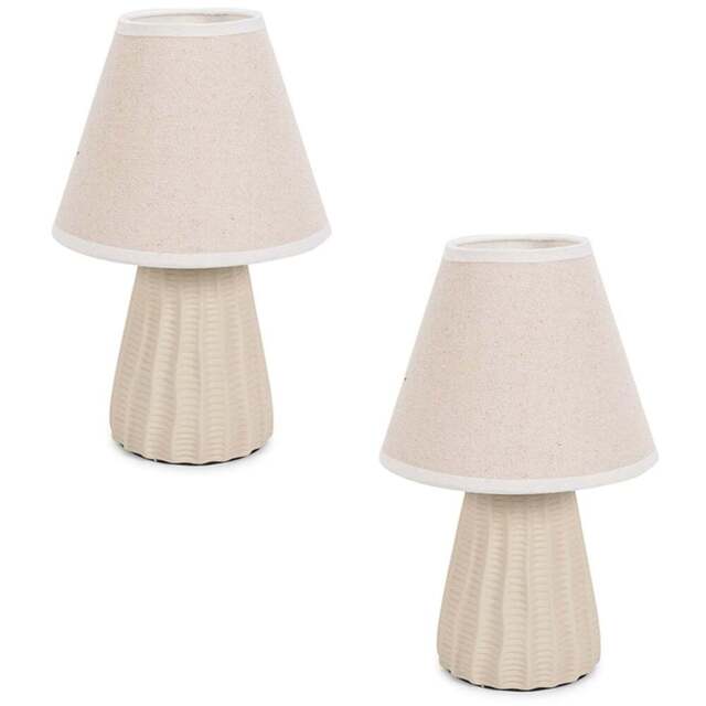 ValueLights Saskia Tapered Lamp Shade Natural Ceramic LED Table Lamp 2 Pack - Size: 31 x 20 x 20cm - Cream - Wilko - image 1