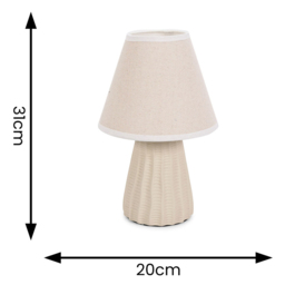 ValueLights Saskia Tapered Lamp Shade Natural Ceramic LED Table Lamp 2 Pack - Size: 31 x 20 x 20cm - Cream - Wilko - thumbnail 6