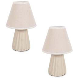 ValueLights Saskia Tapered Lamp Shade Natural Ceramic LED Table Lamp 2 Pack - Size: 31 x 20 x 20cm - Cream - Wilko