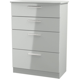 Crowndale Knightsbridge 4 Drawer Grey Gloss and Dusk Grey Deep Chest of Drawers Ready Assembled - Grey Gloss & Dusk Grey - Wilko - thumbnail 4