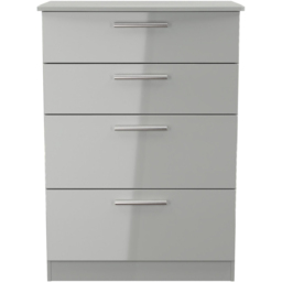 Crowndale Knightsbridge 4 Drawer Grey Gloss and Dusk Grey Deep Chest of Drawers Ready Assembled - Grey Gloss & Dusk Grey - Wilko - thumbnail 3