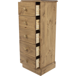 Core Products Cotswold 5 Drawer Pine Narrow Chest of Drawers - Brown - Wilko - thumbnail 6