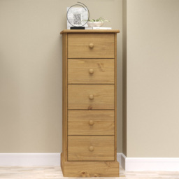 Core Products Cotswold 5 Drawer Pine Narrow Chest of Drawers - Brown - Wilko - thumbnail 1