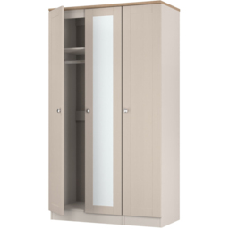 Crowndale Sussex 3 Door Kashmir Ash and Bardolino Oak Tall Mirror Wardrobe Ready Assembled - Kashmir Ash & Bardolino Oak - Wilko - thumbnail 5