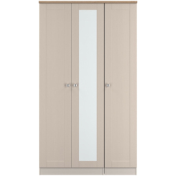 Crowndale Sussex 3 Door Kashmir Ash and Bardolino Oak Tall Mirror Wardrobe Ready Assembled - Kashmir Ash & Bardolino Oak - Wilko - thumbnail 3
