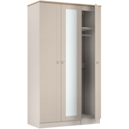 Crowndale Sussex 3 Door Kashmir Ash and Bardolino Oak Tall Mirror Wardrobe Ready Assembled - Kashmir Ash & Bardolino Oak - Wilko - thumbnail 6