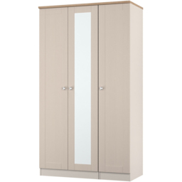 Crowndale Sussex 3 Door Kashmir Ash and Bardolino Oak Tall Mirror Wardrobe Ready Assembled - Kashmir Ash & Bardolino Oak - Wilko - thumbnail 4