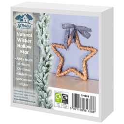 St Helens Natural Wicker Hollow Star Christmas Decoration - Size: 2 x 25 x 26cm - Multi - Wilko - thumbnail 6