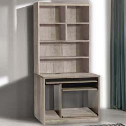 R White Cabinets 6 Shelf Computer Desk with Hutch Grey - Size: 182.8 x 85 x 54cm - Wilko