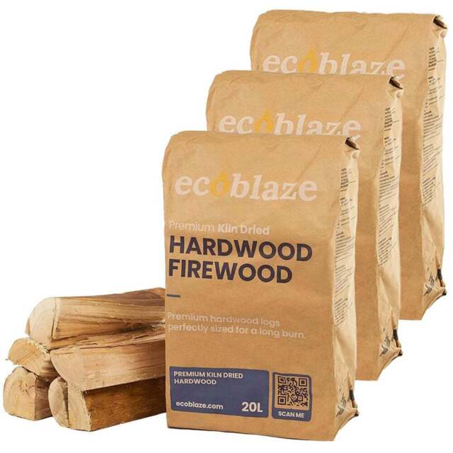 Ecoblaze Kiln-Dried Firewood 20L 3 Pack - Size: 25 x 42 x 66cm - Brown - Wilko - image 1