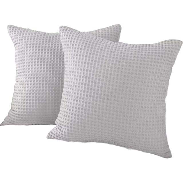 Allure Home Fashions Hotel Dove Grey Waffle Cushion Cover 2 Pack 65 x 65cm - Wilko - image 1