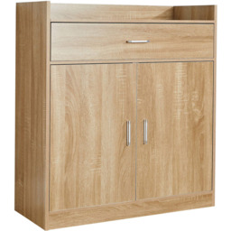 Home Source Novora 2 Door Oak Shoe Cabinet - Size: 90 x 82 x 34cm - Brown - Wilko - thumbnail 3