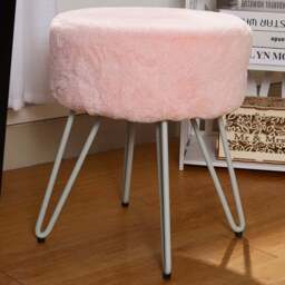 Living and Home Pink Fuzzy Vanity Footstool - Wilko - thumbnail 1