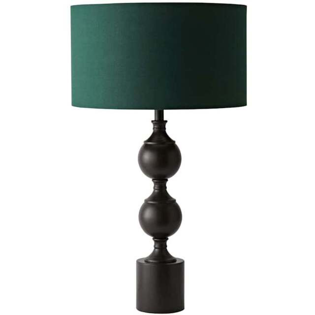 ValueLights Green Drum Shade Declan Metal Candlestick LED Table Lamp with Bulb - Size: 61 x 35 x 35cm - Brown - Wilko - image 1