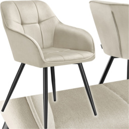 tectake Marilyn Cream and Black Quilted Velvet Dining Chair - Size: Single - Wilko - thumbnail 3
