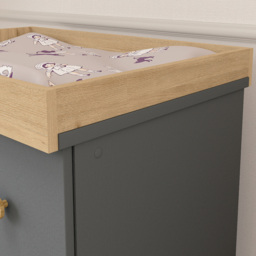 Shefa 888 3 Drawer Graphite and Cremona Oak Kids Changing Dresser - Size: 92 x 80 x 50cm - Graphite - Cremona Oak - Wilko - thumbnail 4