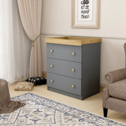 Shefa 888 3 Drawer Graphite and Cremona Oak Kids Changing Dresser - Size: 92 x 80 x 50cm - Graphite - Cremona Oak - Wilko - thumbnail 6