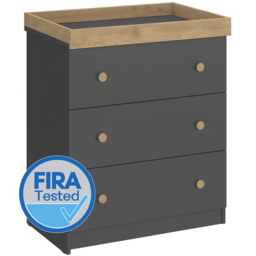 Shefa 888 3 Drawer Graphite and Cremona Oak Kids Changing Dresser - Size: 92 x 80 x 50cm - Graphite - Cremona Oak - Wilko - thumbnail 7