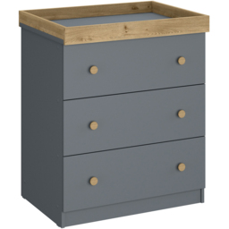 Shefa 888 3 Drawer Graphite and Cremona Oak Kids Changing Dresser - Size: 92 x 80 x 50cm - Graphite - Cremona Oak - Wilko - thumbnail 3
