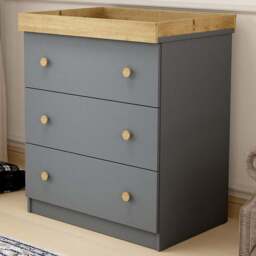 Shefa 888 3 Drawer Graphite and Cremona Oak Kids Changing Dresser - Size: 92 x 80 x 50cm - Graphite - Cremona Oak - Wilko - thumbnail 1