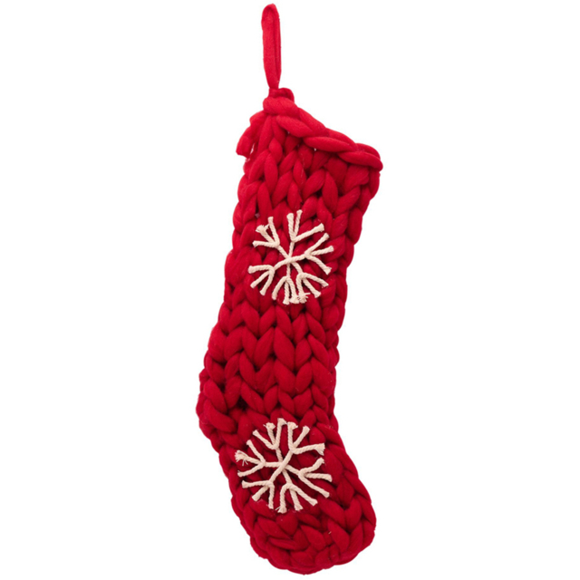 The Seasonal Gift Co. Snowflakes Red Knitted Stocking - Size: 48 x 15.5 x 7cm - Wilko - image 1