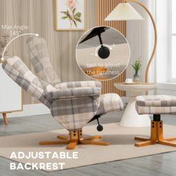 Portland Multicolour Linen Swivel Recliner Chair with Footstool - Size: Single - Wilko - thumbnail 5