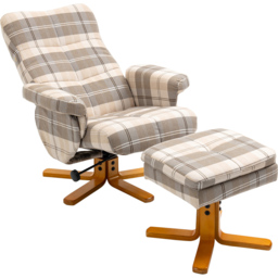 Portland Multicolour Linen Swivel Recliner Chair with Footstool - Size: Single - Wilko - thumbnail 3