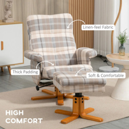 Portland Multicolour Linen Swivel Recliner Chair with Footstool - Size: Single - Wilko - thumbnail 7