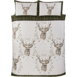 Rapport Home Double Green Brushed Cotton New Angus Stag Duvet Set - Wilko - thumbnail 4