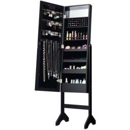 Costway Black LED Standing Jewellery Cabinet with Adjustable Mirror - Size: 112 x 42cm - Wilko - thumbnail 5